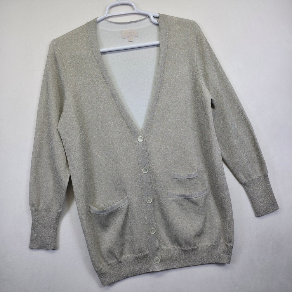 J Crew Collection Cardigan Womens XL Metallic Showgirl New Year‎ Tunic Sweater